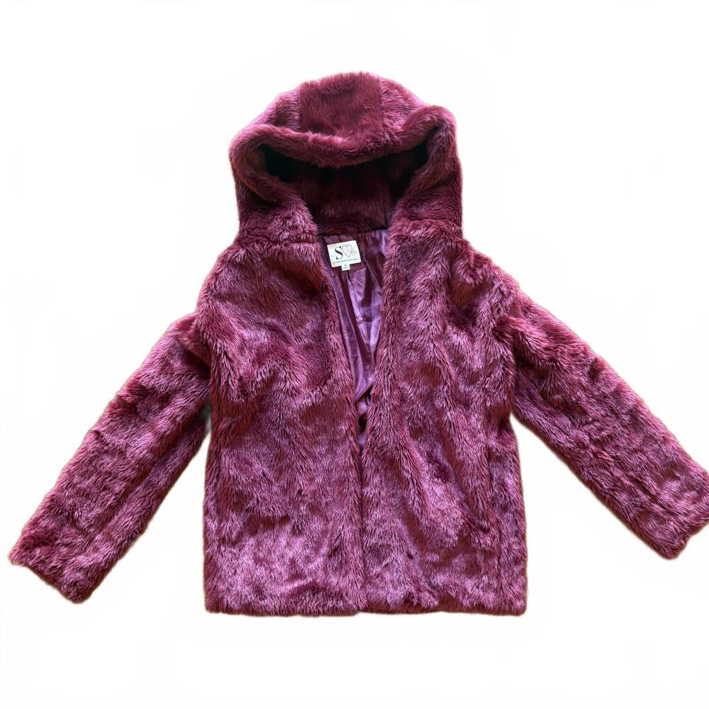 Red Faux Fur Glam Furry Coat